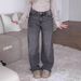 Women's High-Waisted Baggy Jeans – Oversized Straight Leg, Washed Gray Denim, Long & Flowy, Streetwear Chic For Casual & Edgy Looks_mkmklike.com