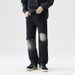 Men's Clothing Gradient Black Denim Trendy Men's New Patchwork Jeans Hip Hop Ins Trend High Street Trendy Straight Trousers_mkmklike.com