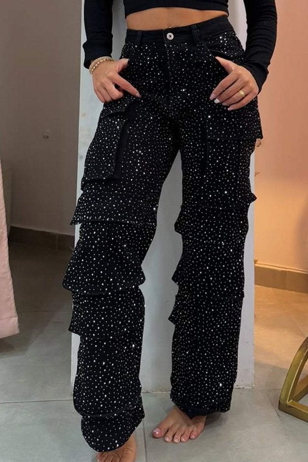 Women's Clothing Fashion Street Style Pocket Diamond Casual Jeans_mkmklike.com