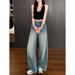 LiLi Apparel Starry Galaxy Rhinetone Wide-Leg Jean For Women 2026 Autumn High-Waited Looe High-End Floor-Length_mkmklike.com