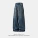 Men's American Retro Gradient Blue Distressed Washed Denim Jeans High Street Straight Leg Casual Trousers Trendy Spring Style_mkmklike.com