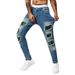 Special Edition Fashionable Men's Jeans With Elastic Splicing, Cotton Stretch Embroidery, Punch Printing_mkmklike.com