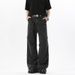 Men's Style Pleated Cargo Jeans Unique Design Versatile Curved Blade Loose Fit Retro Slimming Wide Leg Trousers_mkmklike.com