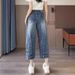 Women's Thin Patchwork Curved Blade Jeans Wide Leg Pants American Style Cropped Petite Summer 2026_mkmklike.com