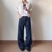 Heavyweight Striped Washed Jeans – Straight-to-Flared Silhouette, Unisex Loose Fit (Black, Dark Blue, S-XXXL)_mkmklike.com