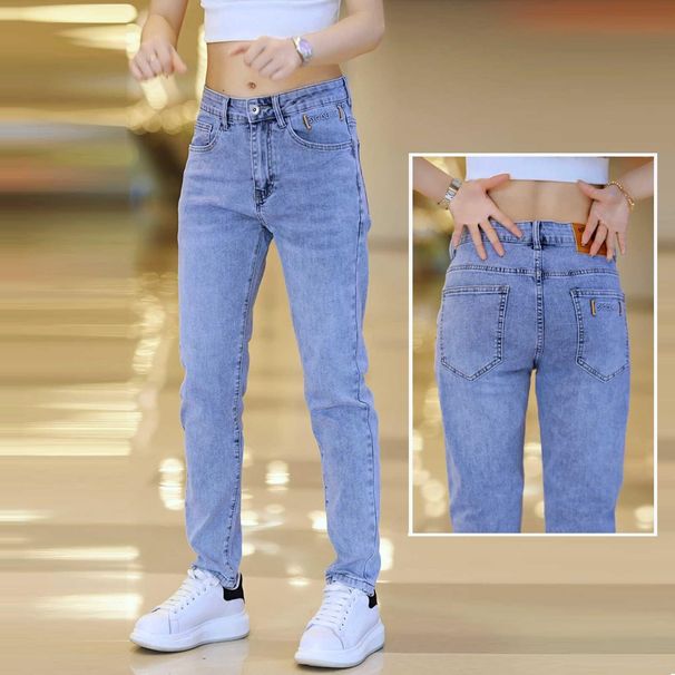 Men's Slim Fit Trendy Cropped Denim Pants Light Blue Versatile Style For Spring Cool And Stylish Jeans_mkmklike.com