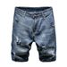 T Multi Pocket Workwear Denim Shorts Trendy Brand Loose Straight Leg Five Quarter Men's Summer Thin Cut Ripped Pants_mkmklike.com