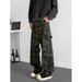 American Vibe Deconstruction Splicing Camouflage Workwear Jeans Men Trendy Brand Loose Straight Leg High Street_mkmklike.com