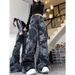 Women's Clothing Hip Hop Pants Trendy Brand Cool Street Style Graffiti Printed Jeans Dragon Year Outfit Flared Straight Pants_mkmklike.com