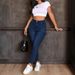 Women's High Waist Skinny Jeans – Vintage Blue Stretch Denim Pants (60% Cotton, Slim Fit, Tummy Control, Retro Wash)_mkmklike.com