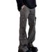 Men's Multi-Pocket Cargo Jeans – American Streetwear Style, Wide Leg & Straight Fit, Utility Pants For Urban Fashion_mkmklike.com