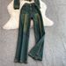 Korean Style V-Neck Suit Set – Slimming Metal Button Jacket & Flared Denim Pants For Women_mkmklike.com
