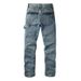 Men's Distressed Rhinestone Jeans – Vintage Washed Denim, Relaxed Straight Fit (Unisex, Heavyweight Cotton, Size 30-46, Streetwear Essential)_mkmklike.com