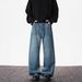 Vintage High-Waisted Distressed Jeans – Retro Wide Leg Denim Pants With Studded Details_mkmklike.com