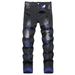 Men's Black Ripped Denim Jeans Mid-Waist Wide Leg Pants Non-Stretch Cotton North American Export Style Amazon Collection_mkmklike.com