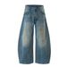 Wasteland Style Ink Splash Vintage Dirty Scimitar Jeans Men's Street Fashion Niche Loose Washed White Wide-Leg Pants_mkmklike.com