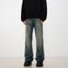 Men's Vintage Washed Distressed Jeans – Retro High Street Style, Straight Leg With Slight Flare (S-XXL)_mkmklike.com
