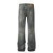 Men's Clothing Retro Yellow Mud Washed Old Slim Drape Unisex Jeans_mkmklike.com