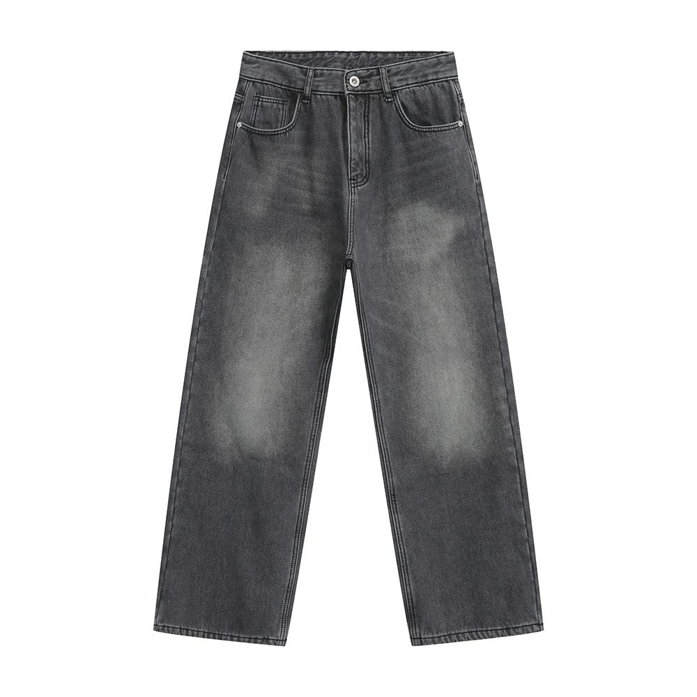 Men's Clothing Retro Vibe Style Plus Velvet Straight Wide Leg Jeans Casual_mkmklike.com