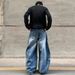 Cleanfit Retro Whiskered Knife Jeans High Street Casual Straight Leg Wide Loose Pants For Men And Women Trendy American Style_mkmklike.com