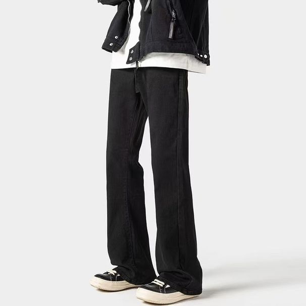 Vintage Washed Jeans -Retro Streetwear Loose Wide-Leg Pants For Men, Distressed Denim With Urban Style_mkmklike.com