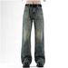 Vintage Blue High Street Straight Leg Bootcut Jeans For Men & Women – Classic Retro Denim Pants With Slim Fit Design_mkmklike.com