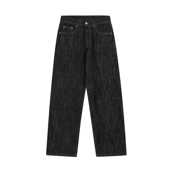 American Street Style Small Straight-Leg Jeans For Men Basic Loose Fit Vibe Punk Simple Versatile Solid Color Casual_mkmklike.com
