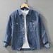 Workwear Denim Long Sleeved Shirt Men's Fashionable Versatile Artistic Casual Loose Top_mkmklike.com