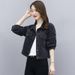 Chicco Women's Spring Autumn Fashion Korean Style Casual Long Sleeve Black Denim Top Short Trendy Jacket_mkmklike.com