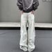 American Retro Washed Multi-pocket Niche Straight Tooling Jeans Men's And Women's High Street Trendy Brand Wide-leg Casual Trousers_mkmklike.com