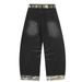 Color Block Patchwork Distressed Denim Scimitar Pants Men's High Street Trendy Vibe With Belt Loose Wide-Leg Trousers_mkmklike.com