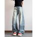Men's Summer High Quality Ripped Straight Leg Jeans Loose Fitting Casual Retro Trendy Wide Leg Trousers_mkmklike.com
