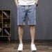 New Denim Five-point Pants Men's Summer Thin Elastic Waist Sports Jeans Men's Trendy Brand Badge Straight Five-point Pants_mkmklike.com