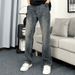 Men's Trendy Retro Stretch Casual Jeans High Street Minimalist Loose Straight Leg Trousers Versatile_mkmklike.com