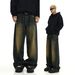 "Men's Vintage Loose Fit Jeans Retro Washed Denim, Straight Leg, Mud Dye, Distressed Style (90s Grunge, Unisex Appeal)"_mkmklike.com