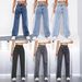 Classic Straight-Leg Jeans – Mid-Rise Washed Denim Pants – Casual & Office Wear_mkmklike.com