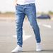 Men's Slim Fit Ripped Jeans - Stretch Denim Skinny Pants With Distressed Details For Casual Streetwear_mkmklike.com