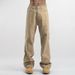 Men's Retro Khaki Casual Workwear Washed Jeans Loose Straight Leg Mid Waist Long Cotton Pants Carhartt Style_mkmklike.com