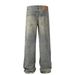 Heavy-duty Washed Distressed Denim Straight-leg Men's High Street Punk Destroyed Vintage Loose Casual Wide-leg Pants_mkmklike.com