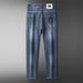 Men's Clothing Light Luxury Spring and Autumn Season New High End Washed Elastic Embroidered Jeans Men's Slim Small Straight Casual Pants Men_mkmklike.com