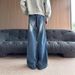 Vintage Washed Distressed Straight Jeans For Men & Women - Mid Waist Slim Fit Comfortable Denim Pants With Cat Whisker Details_mkmklike.com