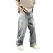 Women's High-Waisted Distressed Paint-Splatter Jeans – Vintage Streetwear & Oversized Straight Leg | Washed Denim | Retro Graffiti Aesthetic_mkmklike.com