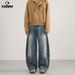 Men's Clothing Men's Retro Barn Style Washed Distressed Straight Leg Jeans Tie Dye Wide Leg Pants Curved Knife Loose Fit_mkmklike.com