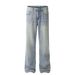 Men's Clothing Neutral High End Street Trend Water Wash Blue Cool Design Slim Men's Flared Casual Jeans_mkmklike.com