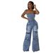 Women's Clothing Casual Fashion Tube Top Women's Slim Denim Jumpsuit Overalls_mkmklike.com