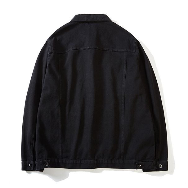 S005 Spring And Autumn Black Large Trendy Plus Size Men's Denim Jacket Stretch Workwear Long Sleeve American Style_mkmklike.com