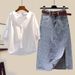 Women’s Clothing Plus Size Women's Spring Suits For Women New Style Shirt Tops For Women Slim Denim Skirt Two Piece Suit_mkmklike.com