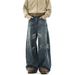 Men's Clothing Retro Profile Scimitar Jeans Men's And Women's New High Street Loose Wide Legs All Match Long Pants_mkmklike.com
