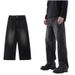 Teen Boys Vintage Style Loose Fit Straight Leg Jeans High Street Washed Denim Pants Blue Light Blue Black S to XXXL_mkmklike.com