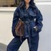 K Women's Fashion Casual Suit With Elegant Temperament, Waist Strap, Cinched Waist, Lapel, Denim Suit_mkmklike.com